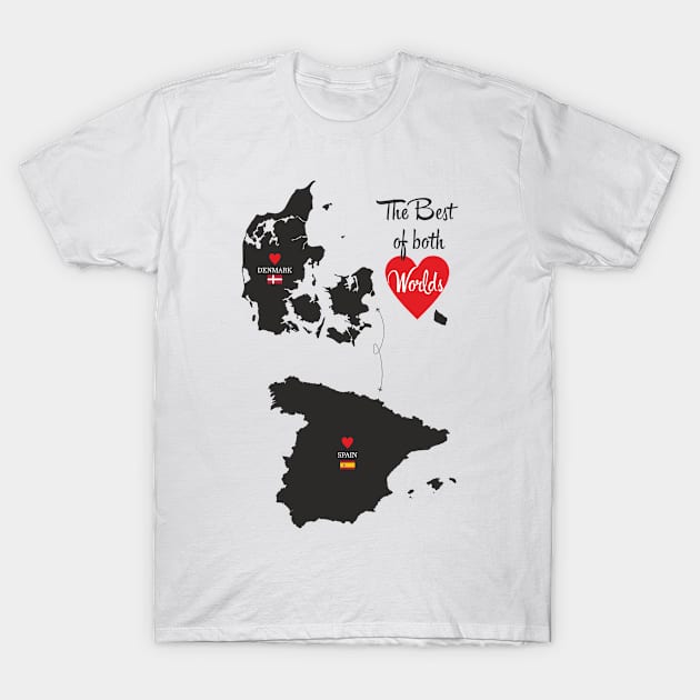 The Best of both Worlds - Denmark - Spain T-Shirt by YooY Studio